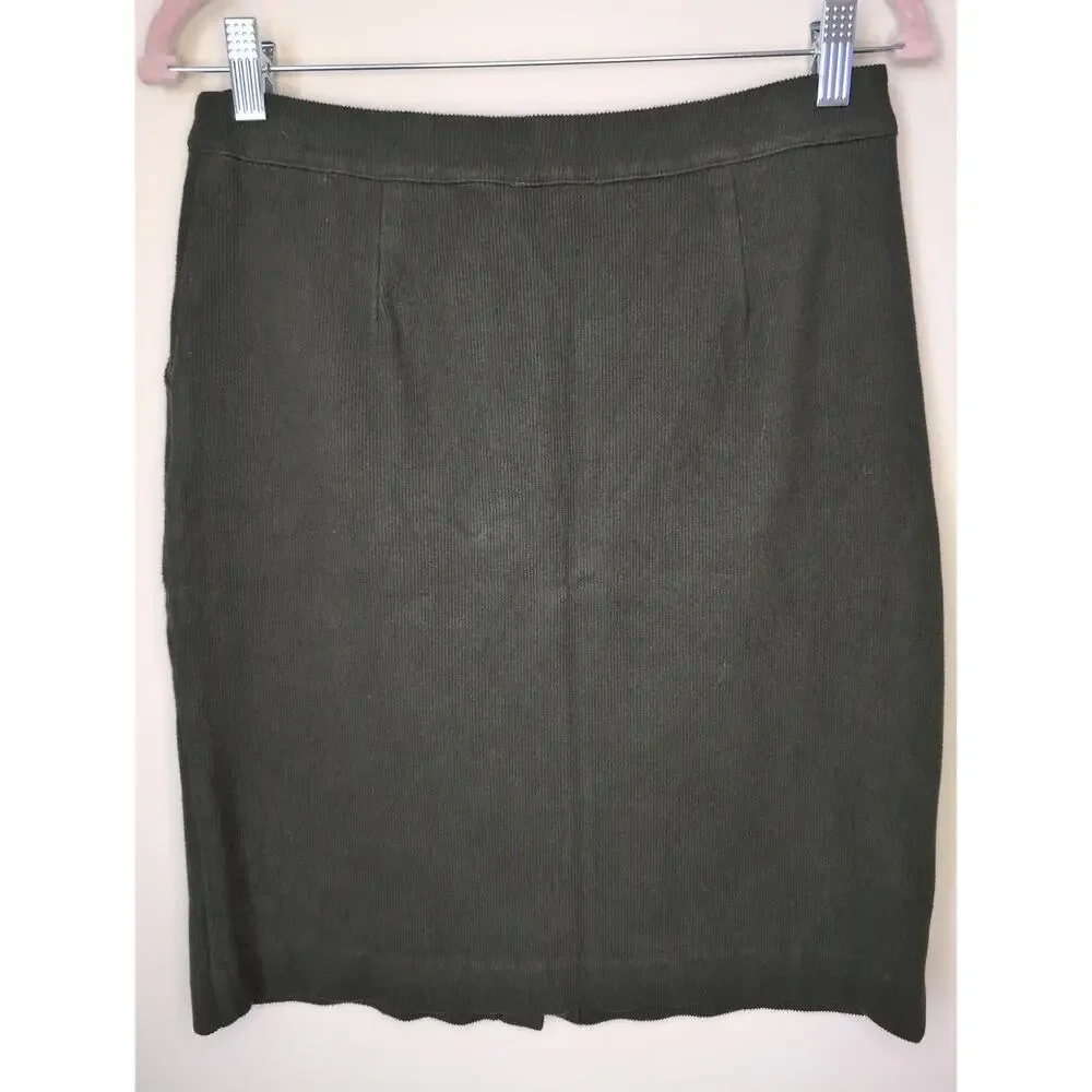 Skies are blue corduroy button down med knee pencil skirt